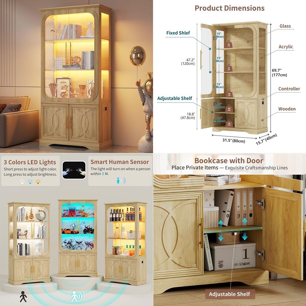 Collectible & Vintage Dolls For Wedding - Display Cabinet with Glass Doors and