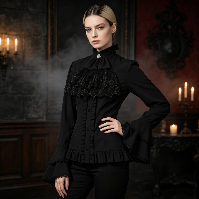 Vintage Necklace - Medieval Women Gothic Victorian Lace Ruffle