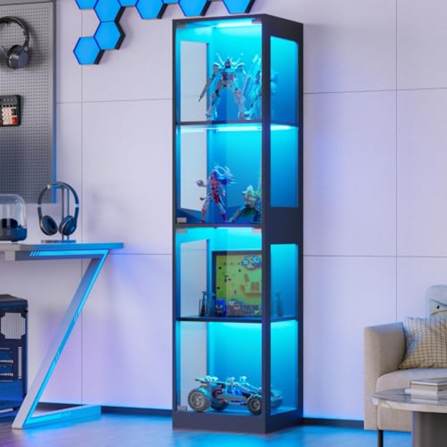 Collectible & Vintage Dolls For Wedding - Glass display cabinet with LED RGB