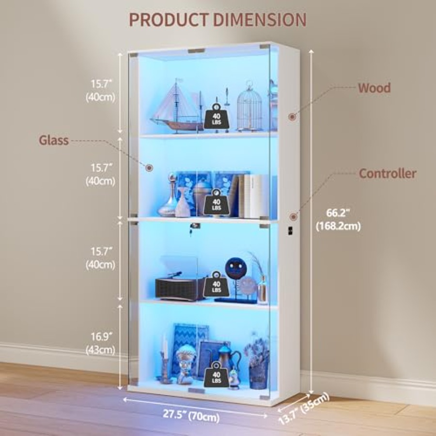 66 Glass Display Cabinet for C - Collectible & Vintage Dolls For Wedding recension och pris