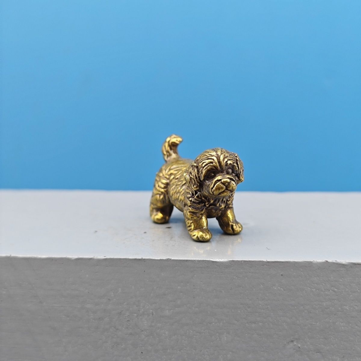 Mini Brass Dog Statue French B - Vintage Collectible Teddy Bears recension och pris