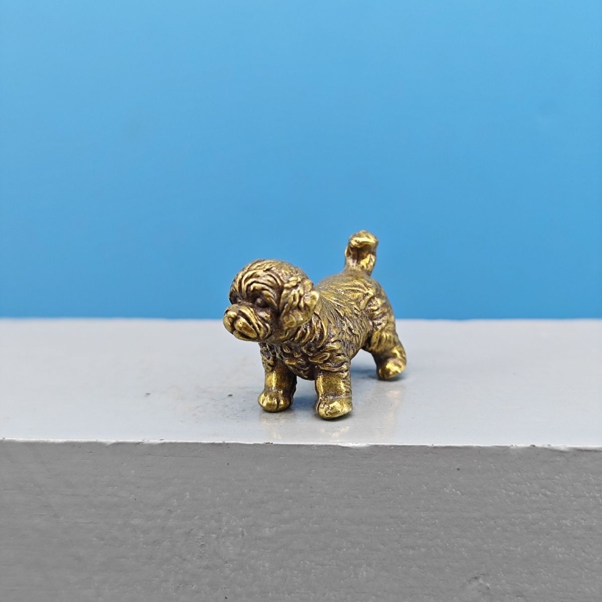 Mini Brass Dog Statue French B - Vintage Collectible Teddy Bears recension och pris