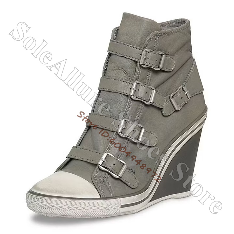 Grey Multi Buckle High Top Wed - Vintage Zipper recension och pris